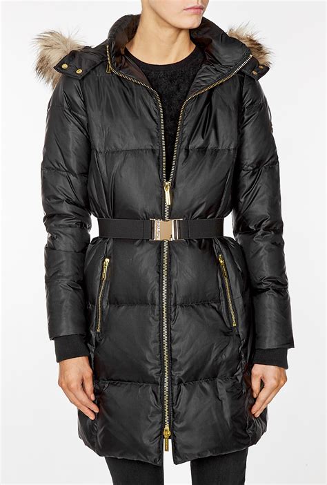 michael kors black coat with fur hood|michael kors wool winter coats.